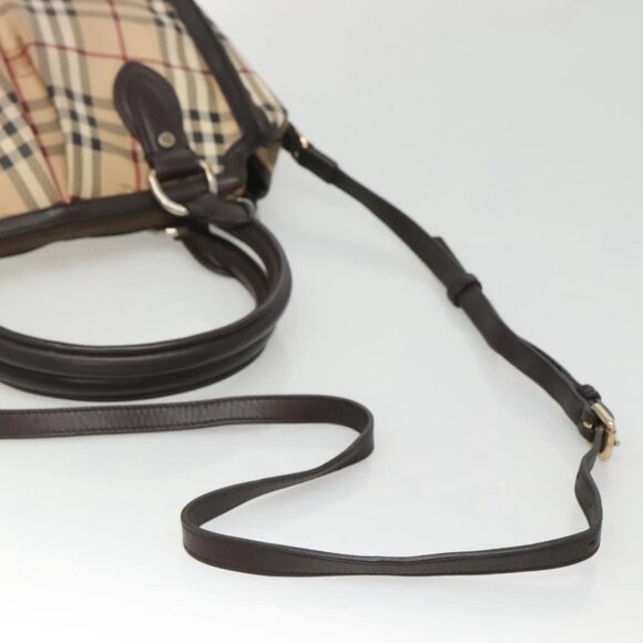 BURBERRY Nova Check Hand Bag PVC Leather 2way Beige Brown Auth 117724 - Picture 13 of 16